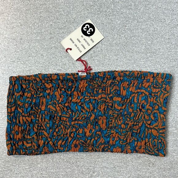 NWT Raga Bonfire Haze Bandeau Bando Smocked Strapless Tube Top Floral Paisley XS - Picture 6 of 11